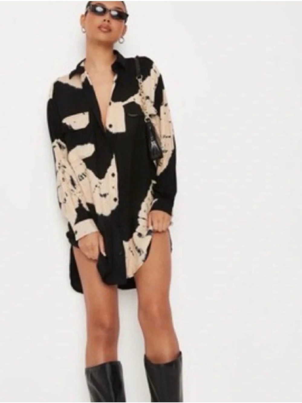 MISSGUIDED Tie Dye Oversized Shirt Dress